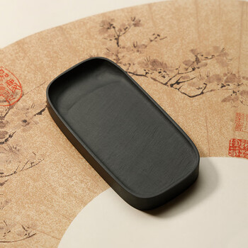 漢墨 罗纹素云精致5寸砚台 原石淌池素砚学生研墨墨条 文房四宝毛笔书法用砚礼盒装