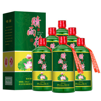 晴雨荷花贵州茅台镇荷花酒高度酱香型白酒53度粮食酿造酒 礼盒整箱6瓶