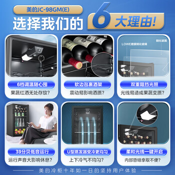 美的(Midea)95升一级能效家用客厅办公室冰吧茶叶饮料水果蔬菜保鲜冷藏红酒柜即食小冰箱JC-98GM(E) 美的(Midea)95升一级能效家用客厅办公室冰吧茶叶饮料水果蔬菜保鲜冷藏红酒柜即食小冰箱JC-98GM(E)