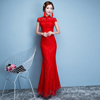 礼仪迎宾服装礼仪服装女迎宾旗袍中国风2022鱼尾新娘敬酒服走秀演出服