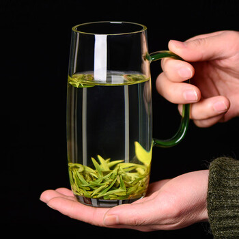 gluxome耐热玻璃绿茶杯猴魁泡茶杯办公室喝茶杯子花茶杯水杯家用j30湖