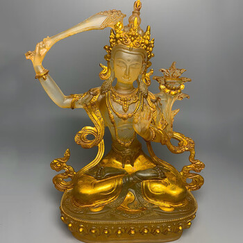 jxg7琉璃鎏金鎏银举剑观音