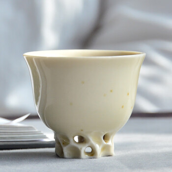 丰陶张生创意手工复古中式茶杯豆黄釉陶瓷功夫茶具品茗杯闻香杯主人杯