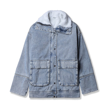 绅威狐   羊羔毛牛仔外套男冬季加厚加绒韩版潮流牛仔衣潮ins宽松帅气