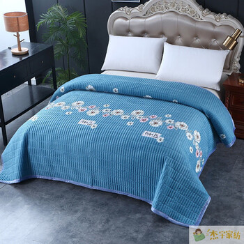 床盖单件榻榻米加厚夹棉家用双人欧式床单花团锦簇200230cm单件床盖
