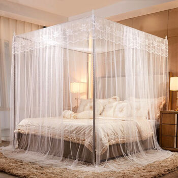 诚品匠蚊帐家用床加厚加密三开门宫廷落地单双人蚊帐加粗宫廷简约白色