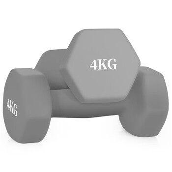 诚悦彩色浸塑哑铃男女士家庭用健身塑型器材组合套装4kg*2灰色CY-528