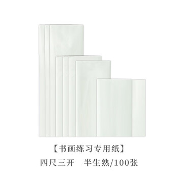 一得阁书画练习纸半生半熟初学者毛笔字练习用纸文房四宝笔墨纸砚书画练习专用纸四尺三开半熟/100张