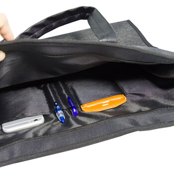 金得利高质感布纹手提公事包 大容量双层事务包 商务男士手提包 内有多功能收纳袋 沉稳黑灰色 DC1912