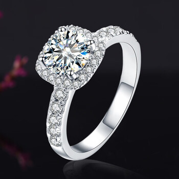铂金钻戒女方钻圆包苞微镶满钻四爪求婚培育钻石pt950高档定制戒指女