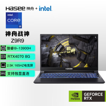 神舟（HASEE）战神Z9R9 13代英特尔酷睿i9 15.6英寸游戏本 笔记本电脑(13代i9-13900H 16G 1TB RTX4070 165Hz 2.5K电竞屏)