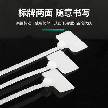 HAILE海乐标签扎带手写卡扣理线捆扎自锁式尼龙塑料束线带 桌面网线电话线缆20cm 100根 ZD-B20-100