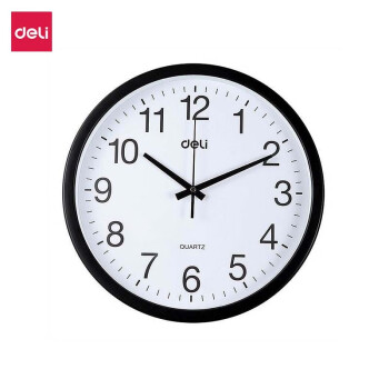 得力（deli）9006 时尚简约挂钟 客厅办公通用时钟 办公用品 黑色 37cm