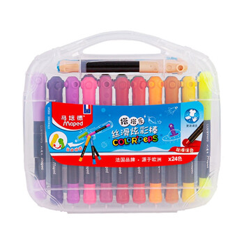 马培德(Maped)搭搭乐丝滑炫彩棒 可水洗幼儿学生绘彩油画棒 初学美术彩绘涂鸦画笔 836524CH趣玩【24色/塑盒装】 马培德(Maped)搭搭乐丝滑炫彩棒 可水洗幼儿学生绘彩油画棒 初学美术彩绘涂鸦画笔 836524CH趣玩【24色/塑盒装】