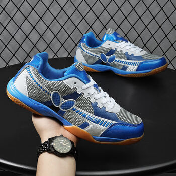 蝴蝶乒乓球鞋男比赛训练蝴蝶牌兵乓女款透气牛筋底运动鞋 白蓝utop-6