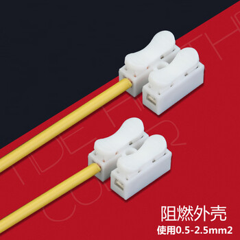 铸固 按压式接线端子 快速电线连接器弹簧对接小电流通用接线器 100只 CH-2 （二进二出 钢片）