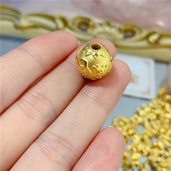 珠宝展厅 足金999六字箴转运珠 黄金女士手链编织3d硬金情侣手链一对