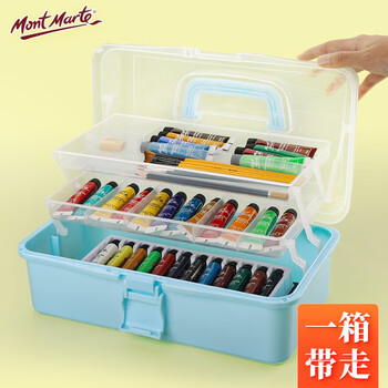 【全网低价】蒙玛特(Mont Marte)12色12ml水粉颜料 盒装水粉画颜料儿童画画水粉纸水粉笔调色盘水桶套装PMHSsf12s11jtA美术写生