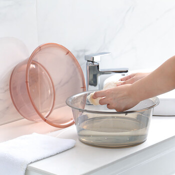富居透明洗脸盆27cm洗衣盆塑料加厚洗脚盆洗菜盆子(小号）