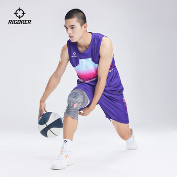 准者运动护膝篮球轻防护绷带健身训练透气硅胶减震运动护具（单只装）