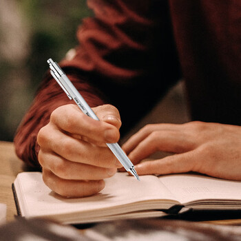 红环（rotring）按压式圆珠笔  蓝色笔芯 德国高颜值金属笔身 专业绘图-Pro系列M银色单支装