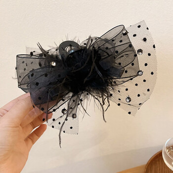 在逃公主头饰黑色双面蝴蝶结发夹高颅顶盘发抓夹发卡女后脑勺顶夹黑色