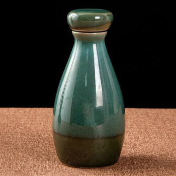 景德镇酒坛子仿古分酒壶陶瓷小酒瓶空瓶创意古风家用酒具1半斤翡翠绿