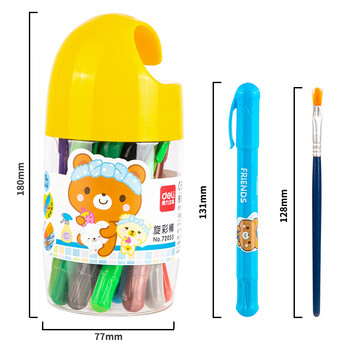 得力(deli)18色水溶性油画棒不易摔断丝滑蜡笔美术工具彩色涂色彩笔幼儿绘画72055女孩儿童礼物
