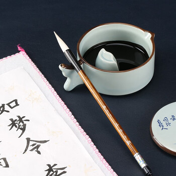 【全网低价，真便宜直播间】天天练(Tiantianlian)荷花墨池 带盖砚台墨海陶瓷水洗笔掭墨碟文房四宝 TN-1838