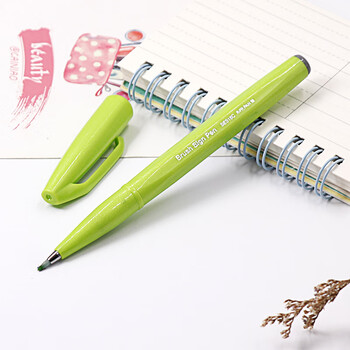 派通（Pentel ）彩色软头秀丽笔 弹性笔尖水性笔Touch手帐书信贺卡用 SES15C若竹青