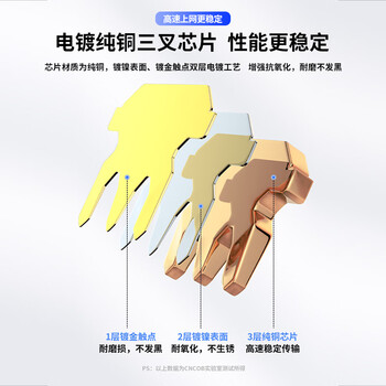 CNCOB超五类水晶头工程级彩色非屏蔽镀金纯铜rj45网线接头超5类水晶头 蓝色100个/盒 CN-BE-102M2-23AC