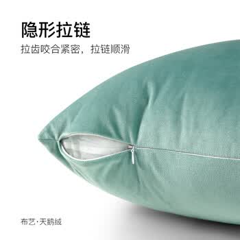 富居轻奢天鹅绒抱枕沙发床头靠垫车载办公靠背软垫子45cm天青色