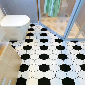 吉朵芸3米六边形加厚瓷砖贴纸地贴卫生间浴室墙地面装饰防水防油厨房地砖贴翻新自粘防滑耐磨阳台地贴墙贴星白柒宽60cm 长3m 可贴 1 8平 购买多件连续发货 图片价格品牌报价 京东