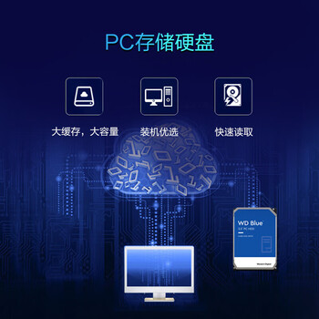 西部数据（WD）台式机硬盘 WD Blue 西数蓝盘 6TB 5400转 256MB SATA 3.5英寸大容量CMR垂直技术DIY电脑机械硬盘