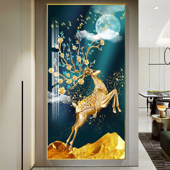 入户玄关装饰画走廊过道墙壁画竖版现代简约北欧客厅玄幻晶瓷挂画n款