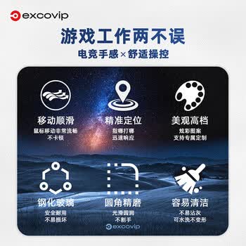 宜适酷（EXCO）玻璃鼠标垫专业电竞游戏光伏鼠标垫硬质彩色垫电脑办公笔记本中小号250*200mm彩色极光0098