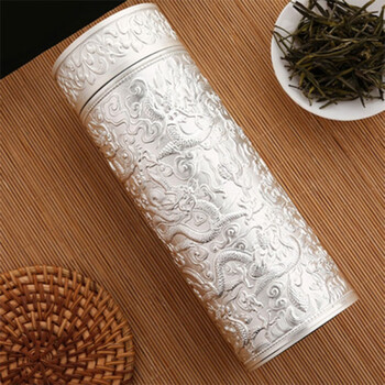 梵典娜fandianna九龙银杯子纯银杯水杯s999银水杯足银内胆礼品杯子