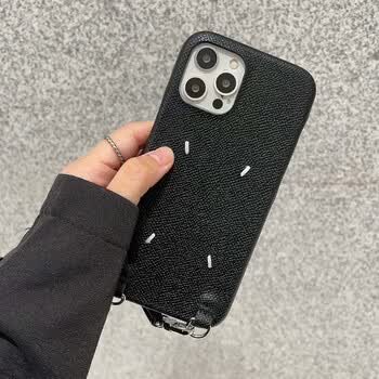 ayaley 新款斜跨margiela马吉拉适用iphone13pro max手机壳皮质小众