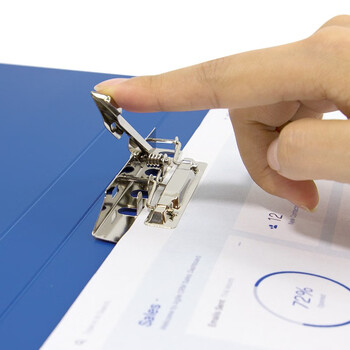 金得利 金属单强力夹硬文件夹大容量学生试卷收纳夹带插袋资料夹诗朗诵签约夹板单个装蓝色TD101