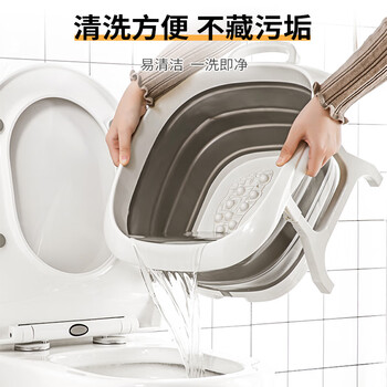 SP SAUCE泡脚桶可折叠泡脚盆便携式塑料洗脚盆家用按摩洗脚桶15L