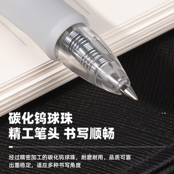 得力（deli）臻顺滑系列按动中性笔 0.5mm子弹头无印风签字笔水笔办公文具 黑色12支/盒S128