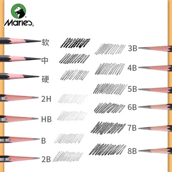 马利(Marie's)素描铅笔套装初学者学生绘画工具铅笔炭笔橡皮美工刀纸擦笔猫头鹰笔帘速写马克笔绘画