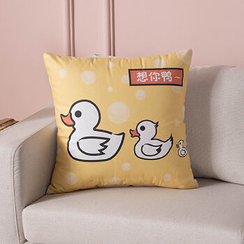 沙发靠枕套汽车办公室护腰靠背垫可拆洗想你鸭45x45cm双面印花内芯