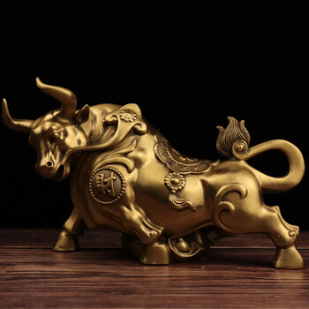 鼎盛福纯铜财福牛飞天牛摆件气势如虹牛气冲天发财纳福客厅办公室饰 a