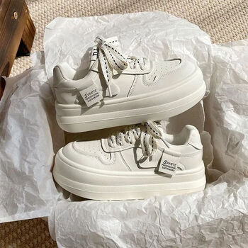 txax高颜值小白鞋女春秋日系大头鞋校园百搭休闲滑板鞋女米白色40标准