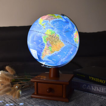 FUNGLOBE朋宸地球仪20cm海沟款小号学生用珠宝收纳盒3D立体浮雕智能AR益智启蒙家居摆件卧室书房台灯中英文