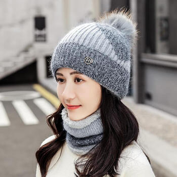 帽子秋冬季帽子女韩版潮百搭时尚加绒毛线帽冬天骑车保暖防寒女士棉帽