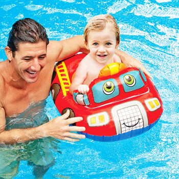 Yinbeler小童游泳坐圈可爱宝宝游泳圈1-3岁婴儿家用幼童泳池戏水座圈 红车 1-2岁