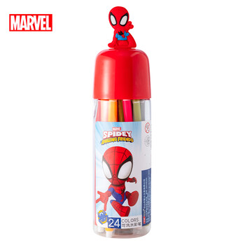 迪士尼（Disney）24色儿童水彩笔小学生美术绘画涂鸦画笔可水洗画画笔男孩生日礼物漫威DM24830A水彩笔