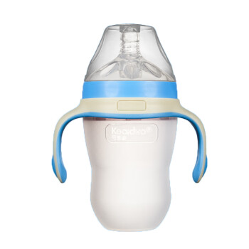 贝恩宝婴儿硅胶奶瓶超宽口径宝宝防胀气耐摔新生婴儿奶瓶硅胶手柄带 硅胶可爱多蓝色奶瓶（240毫升）